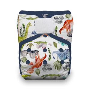 Image of Thirsties Natural Pocket Diaper in Dino-rawr with hook and loop