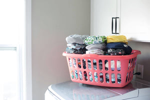 laundry basket on washing machine 