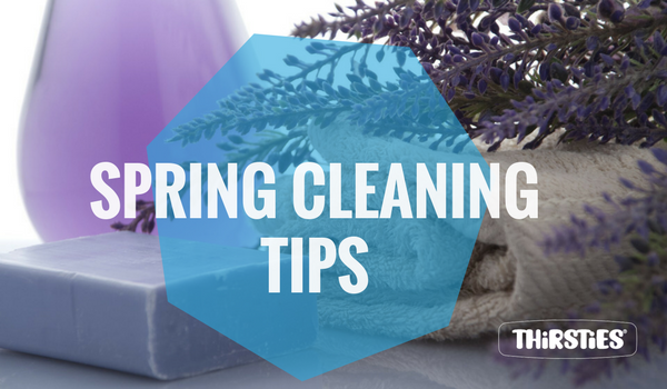 image of umbrellas with text spring cleaning tips