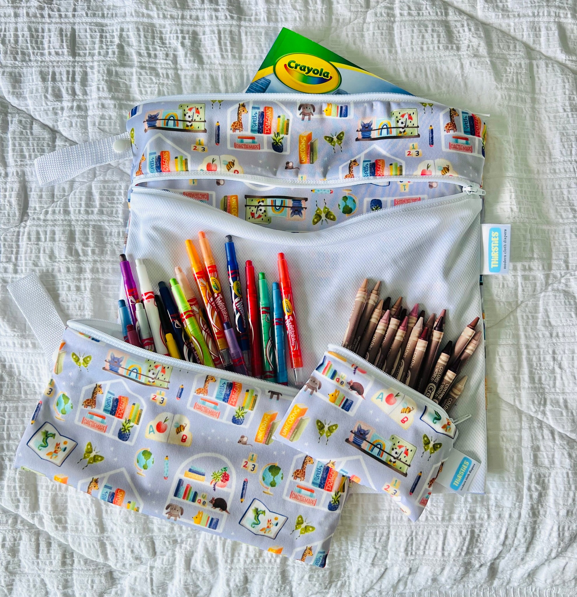 school supplies in a bag