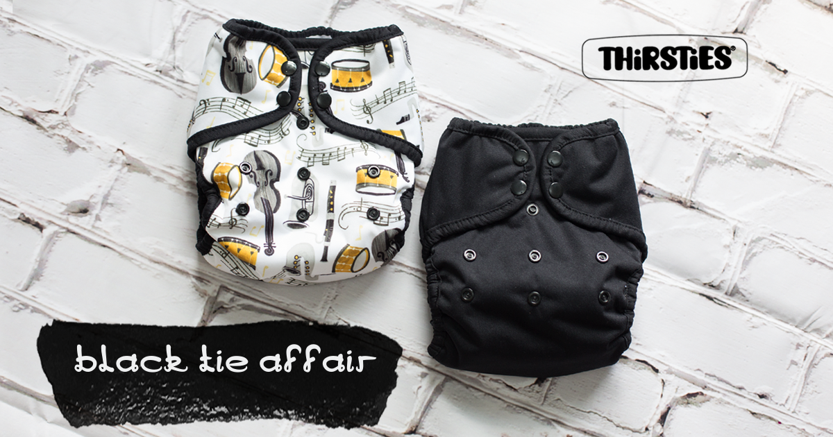 image of diapers with musical print and black color