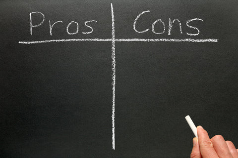 image of pros and cons on chalkboard