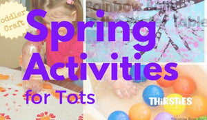 Text Spring Activities for Tots on a toy image background