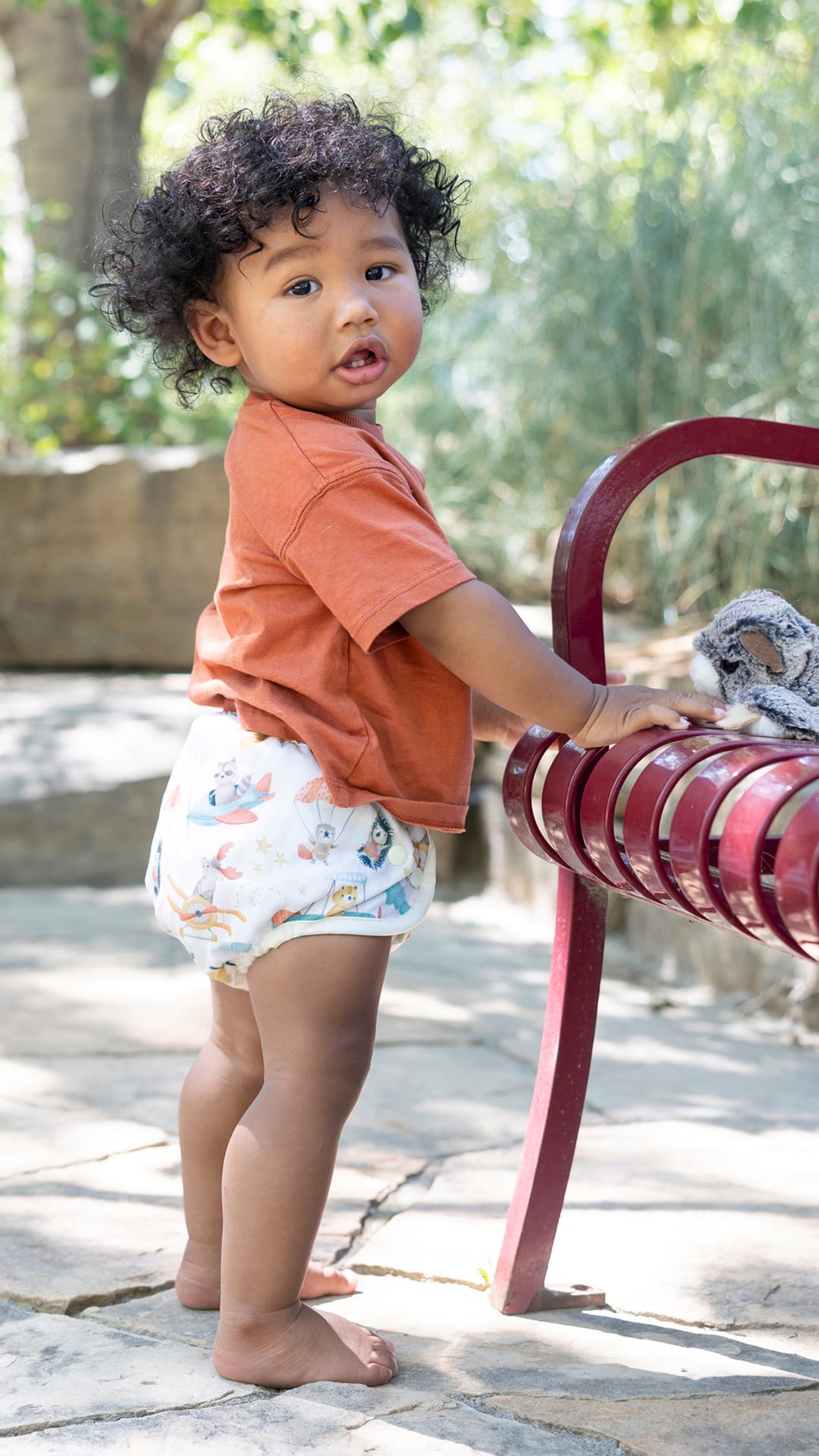 Image of baby wearing a Thirsties Duo Wrap with snaps in Oh Chute