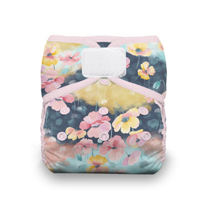 Thirsties One SIze Pocket Cloth Diaper with Hook and Loop closures in Poppy
