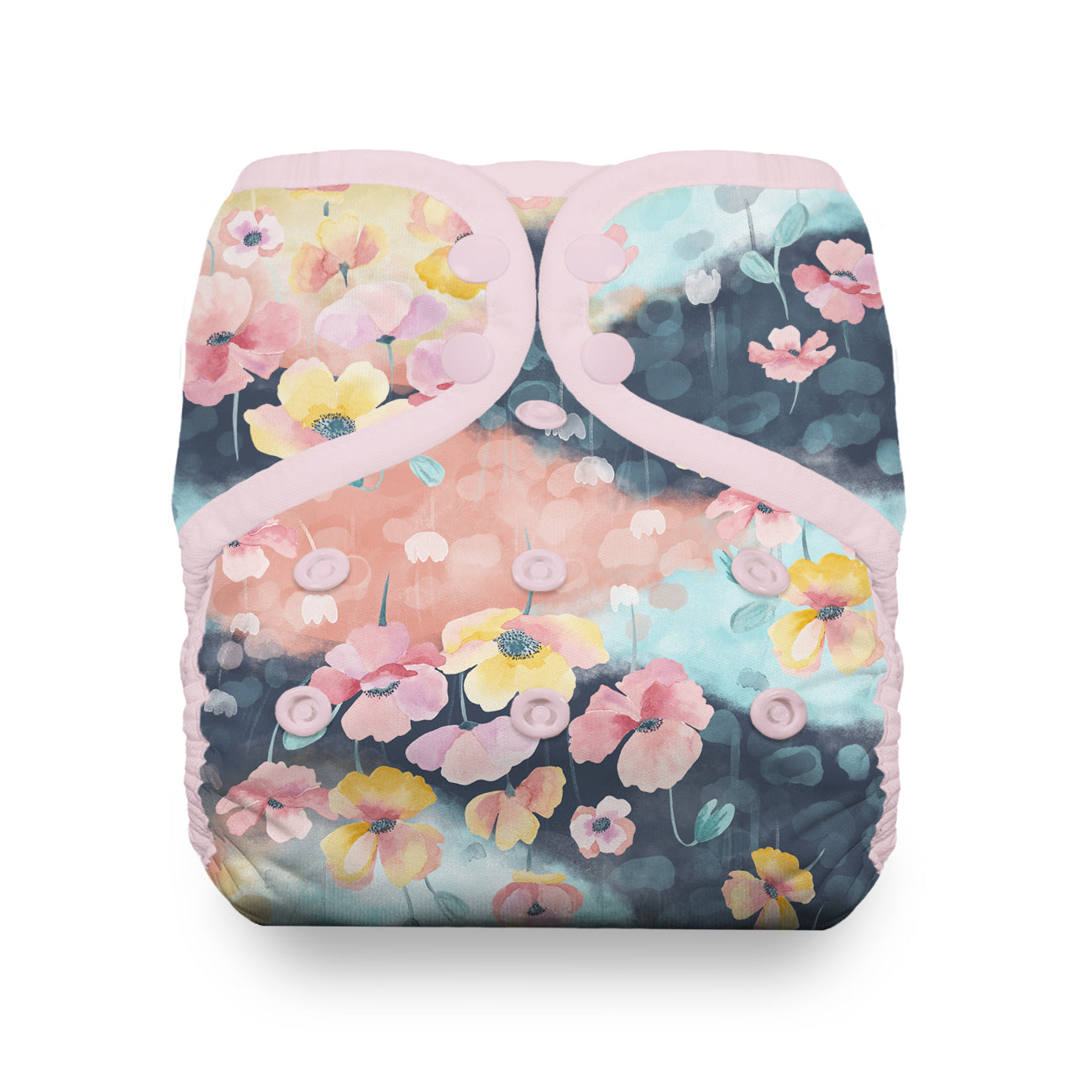 Thirsties One SIze Pocket Cloth Diaper with Snap closures in Poppy