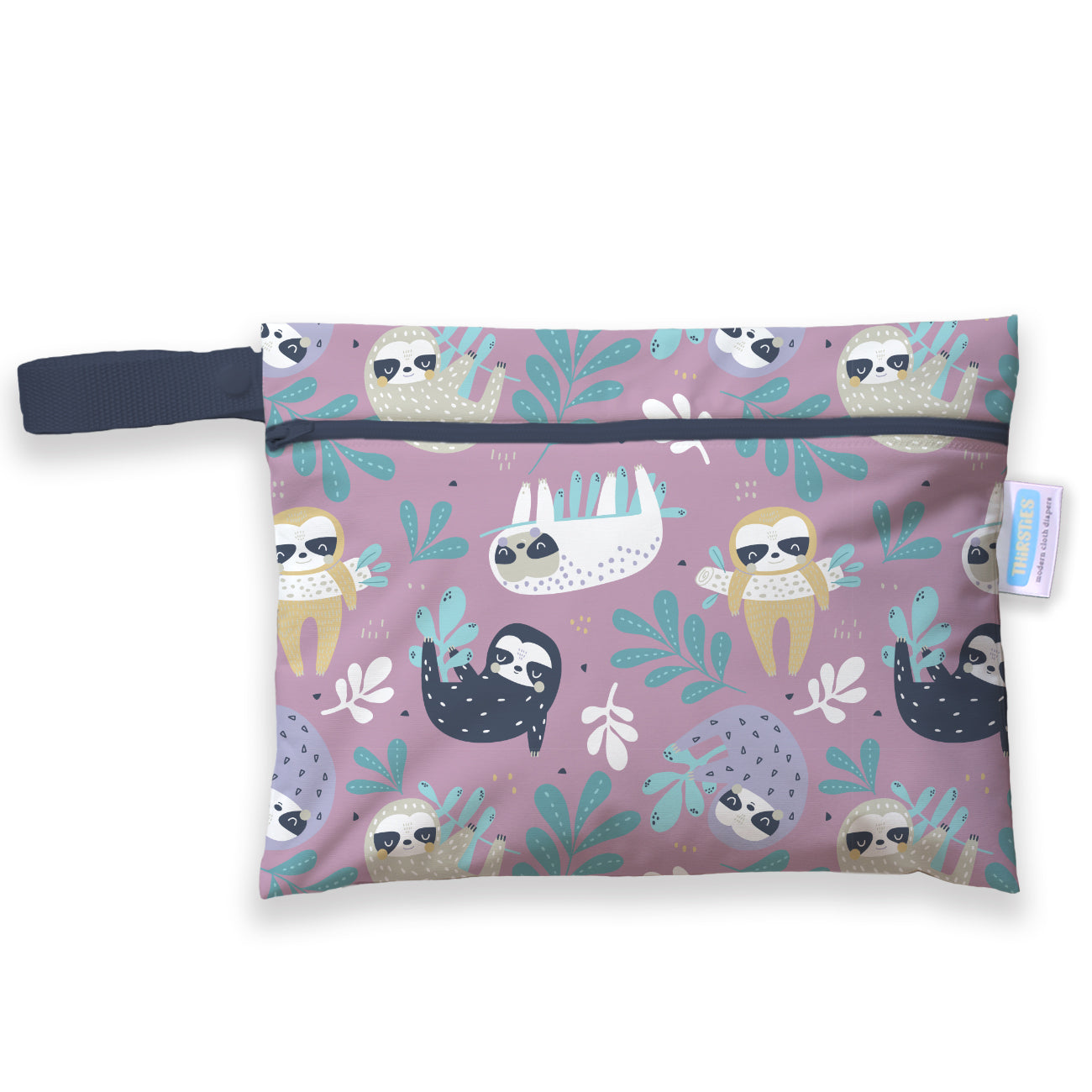 image of thirsties mini wet bag in sloth life print