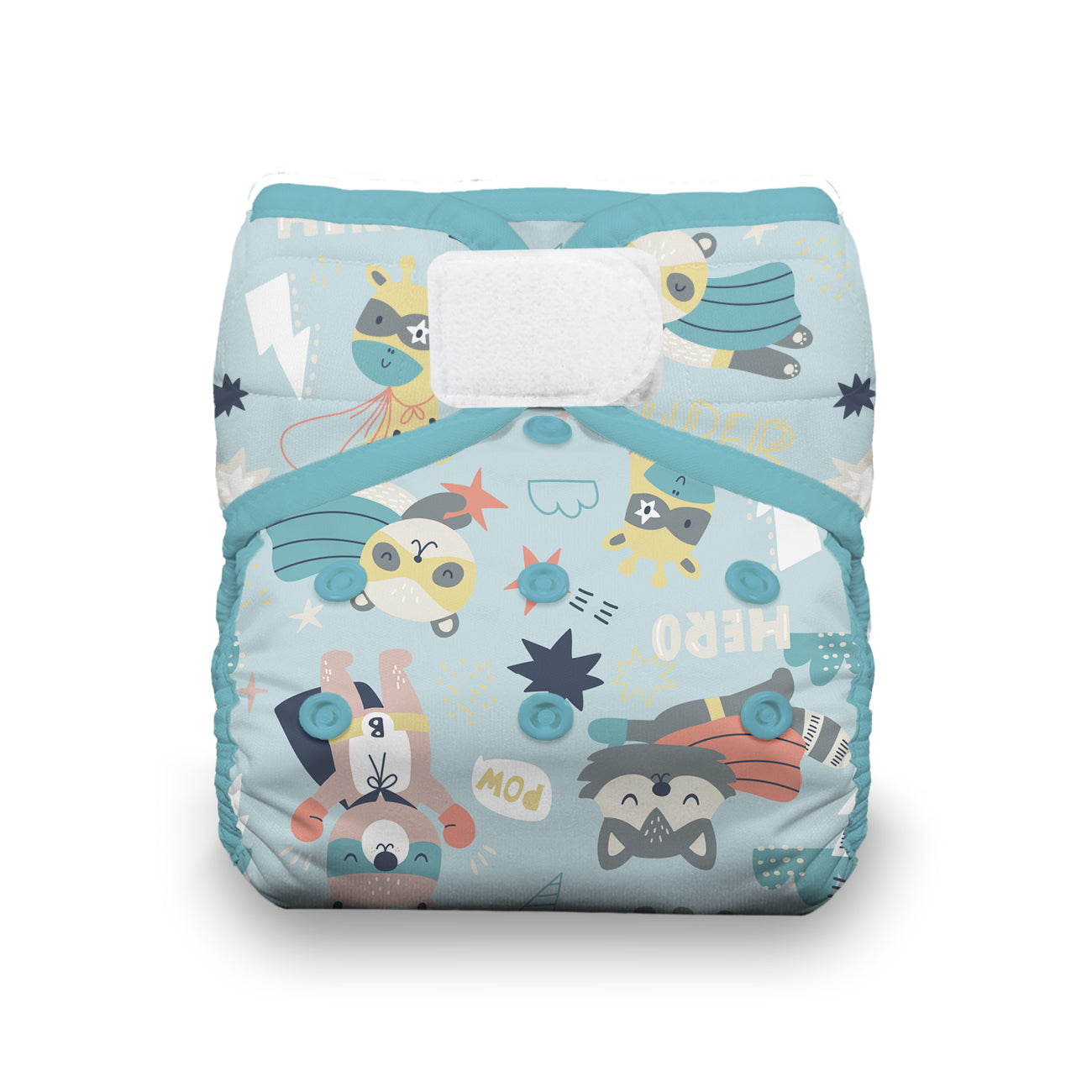 Thirsties One Size Pocket Cloth Diaper with hook and loop closures in Super Hero