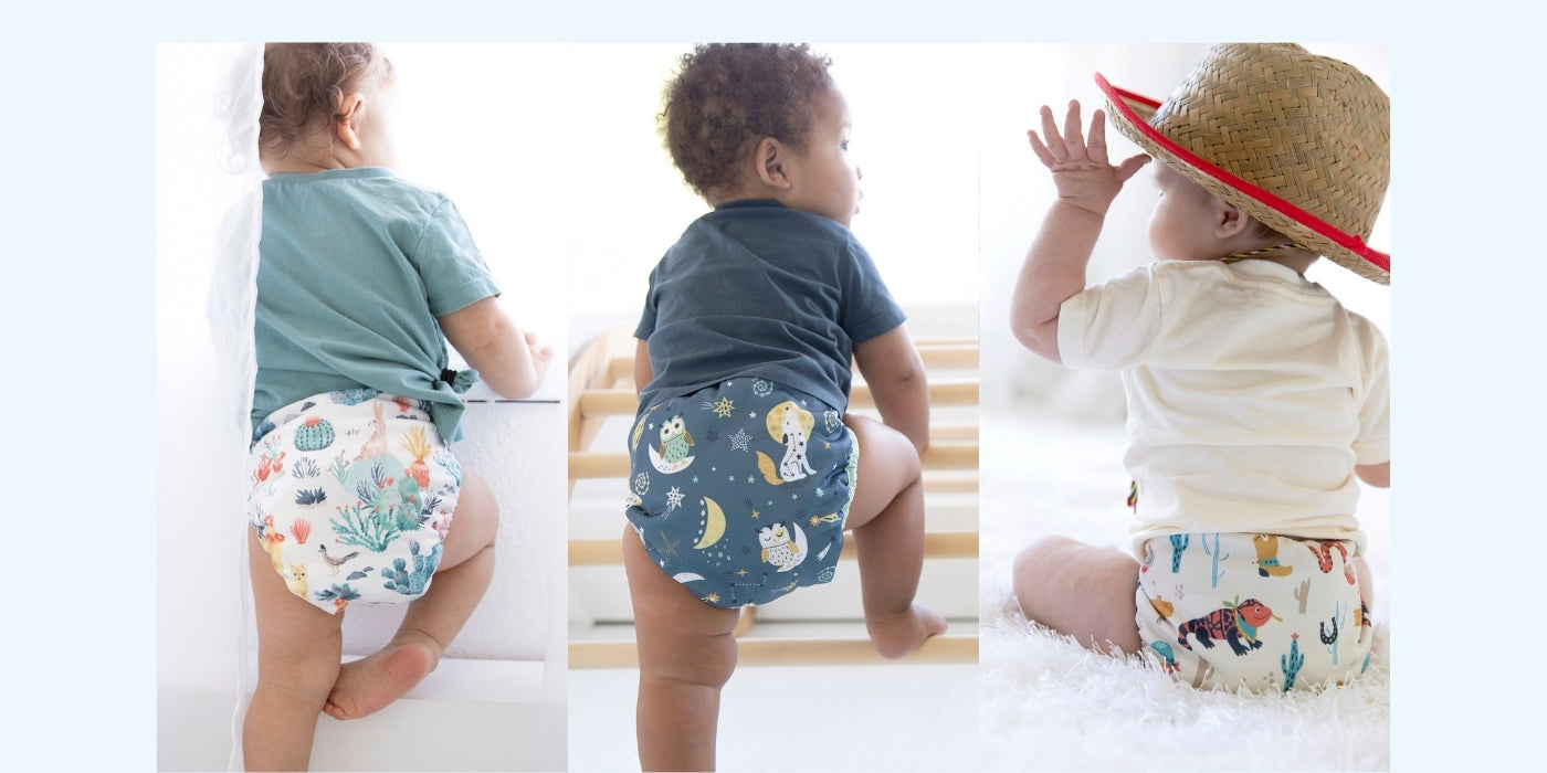 Babies wearing Thirsties new Sonoran Desert Dunes Collection