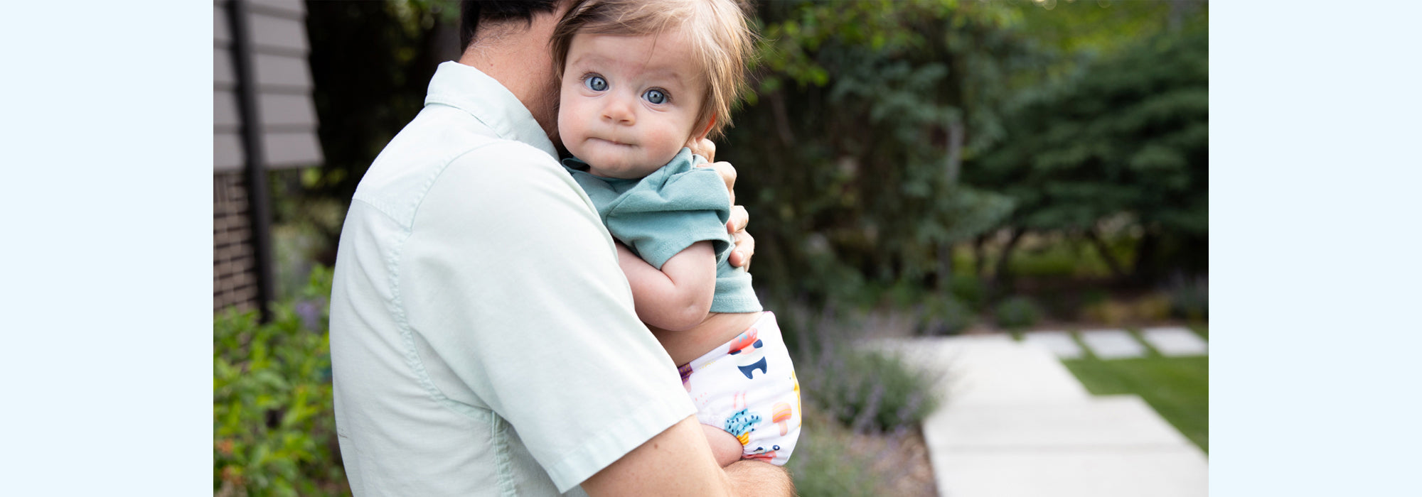 thirsties dad and baby in harvest helpers all in one diaper