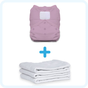 Thirsties Budget Bundle 3 Hemp Prefolds and 1 Duo Wrap with Hook and Loop closures in Crocus
