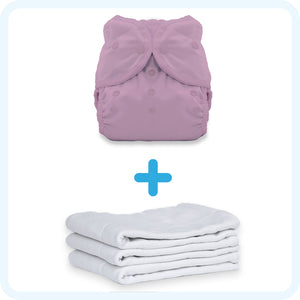 Thirsties Budget Bundle 3 Hemp Prefolds and 1 Duo Wrap with Snap closures in Crocus