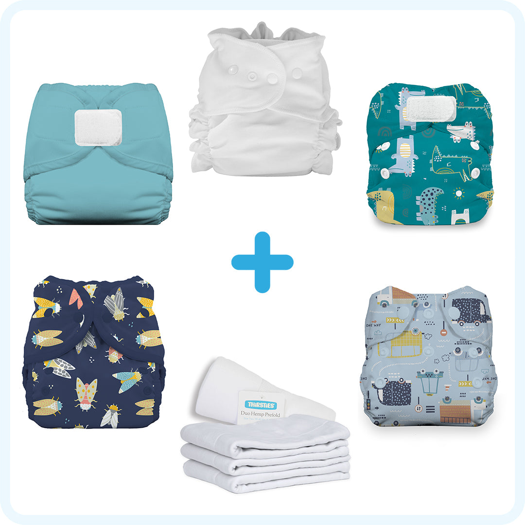 -Image of Thirsties Cloth Diaper Newborn Sampler Pack in Cool Colors 