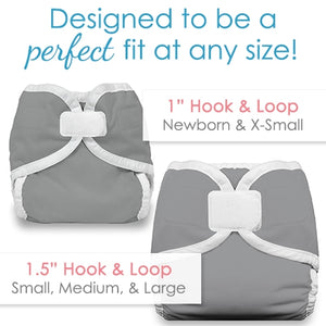 '-Image of Thirsties Diaper Covers with different sized hook and loop