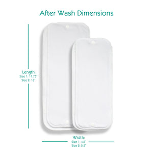 -Image of Thirsties Stay Dry Natural Duo Insert with after wash dimensions
