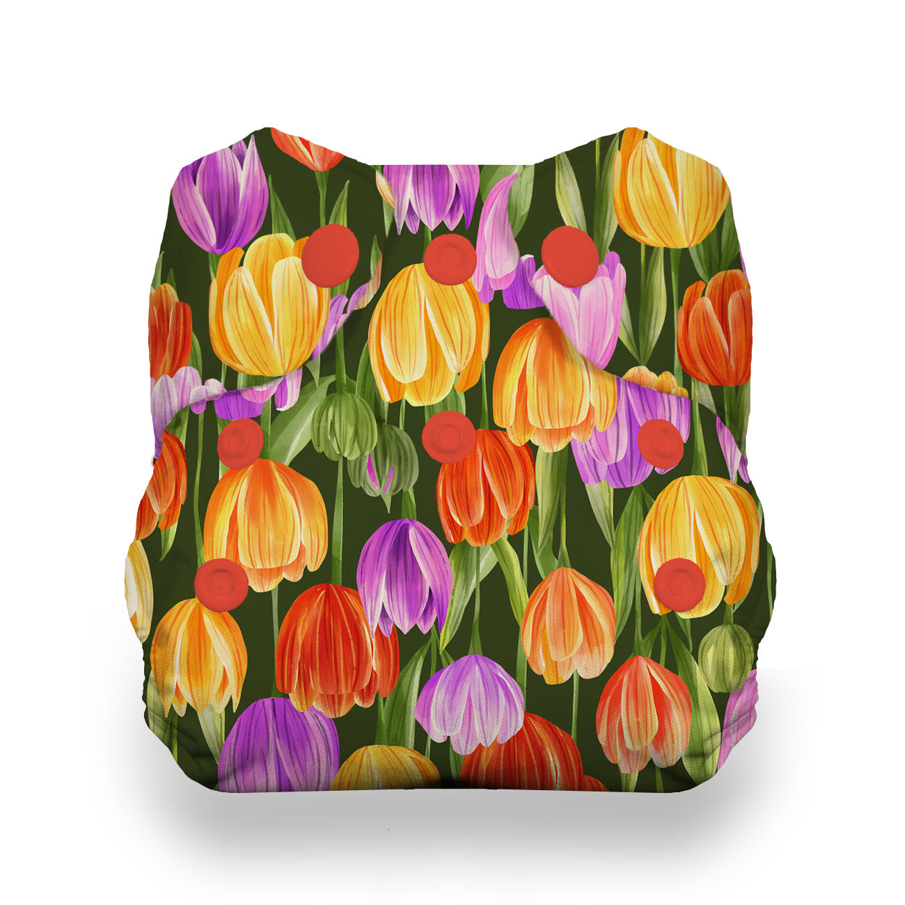 Image of Thirsties Natural Newborn All in One in Tulips with snaps