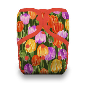 Image of Thirsties Natural Pocket Diaper in Tulips with snaps