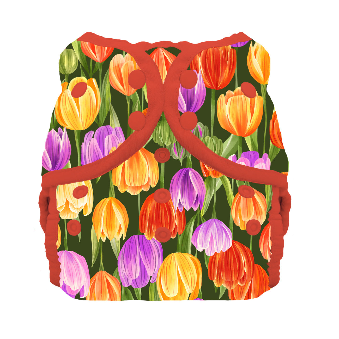Image of Thirsties Swim Diaper in Tulips with snaps